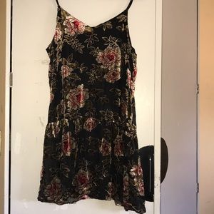 Velvet floral baby doll tank dress